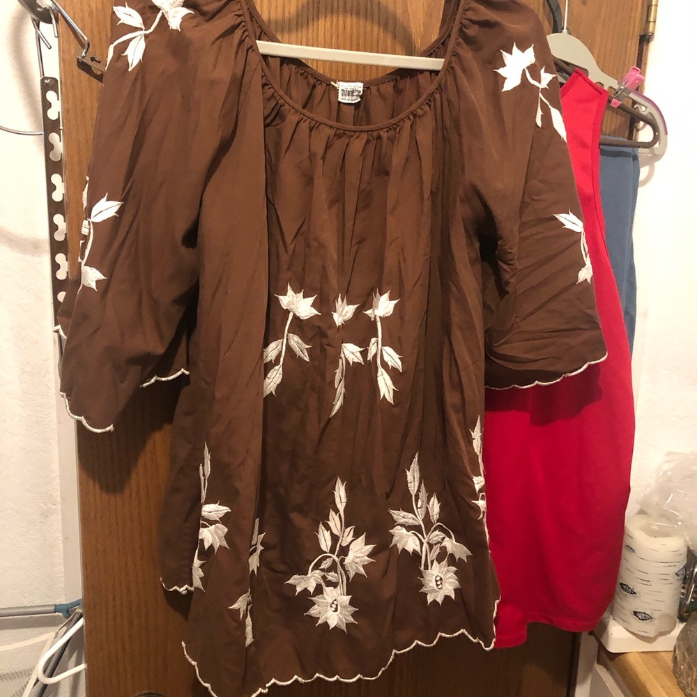 Vintage Vietnamese Floral Embroidered Peasant Blouse- 153A. $25 or $20 w/offer
